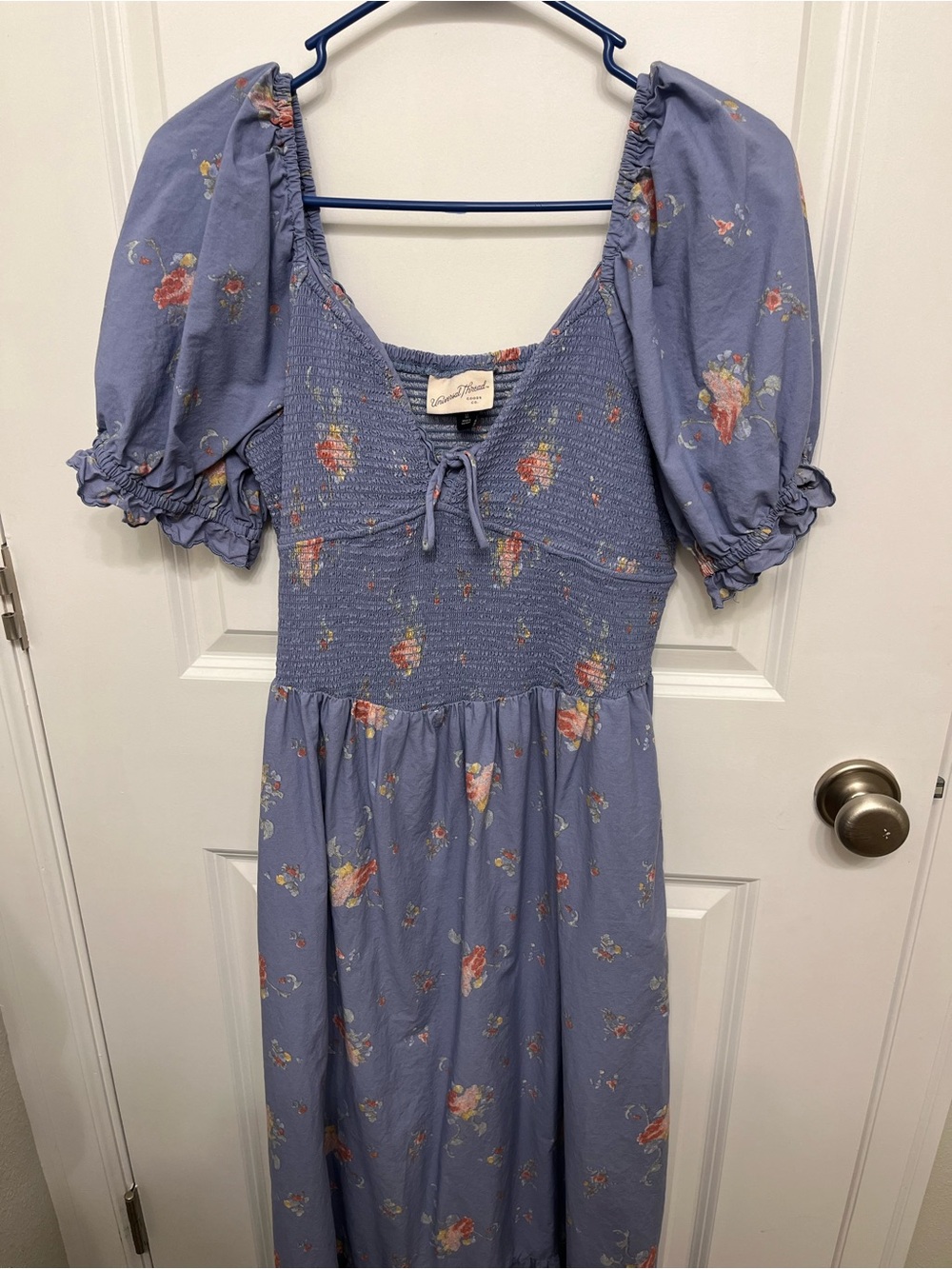 Universal Thread Lavender Floral Maxi Dress with Puff Sleeves